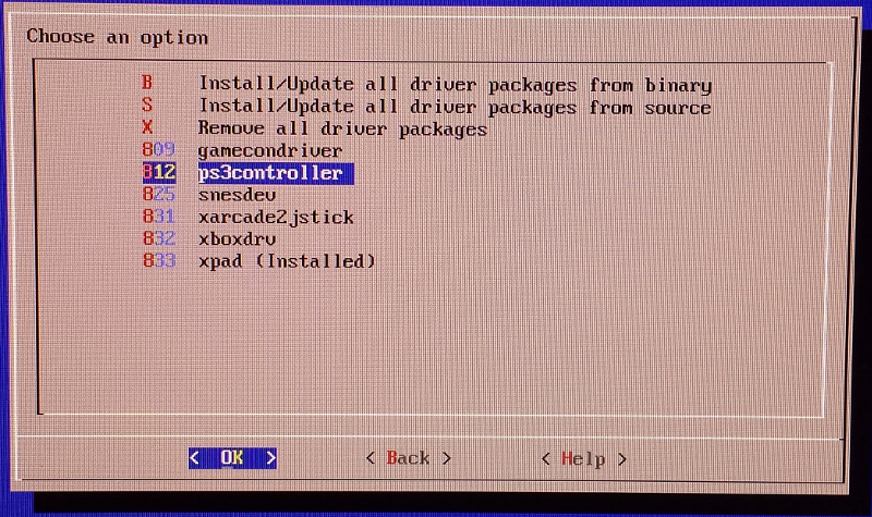 RetroPie Menu RetroPie Setup PS3 Controller